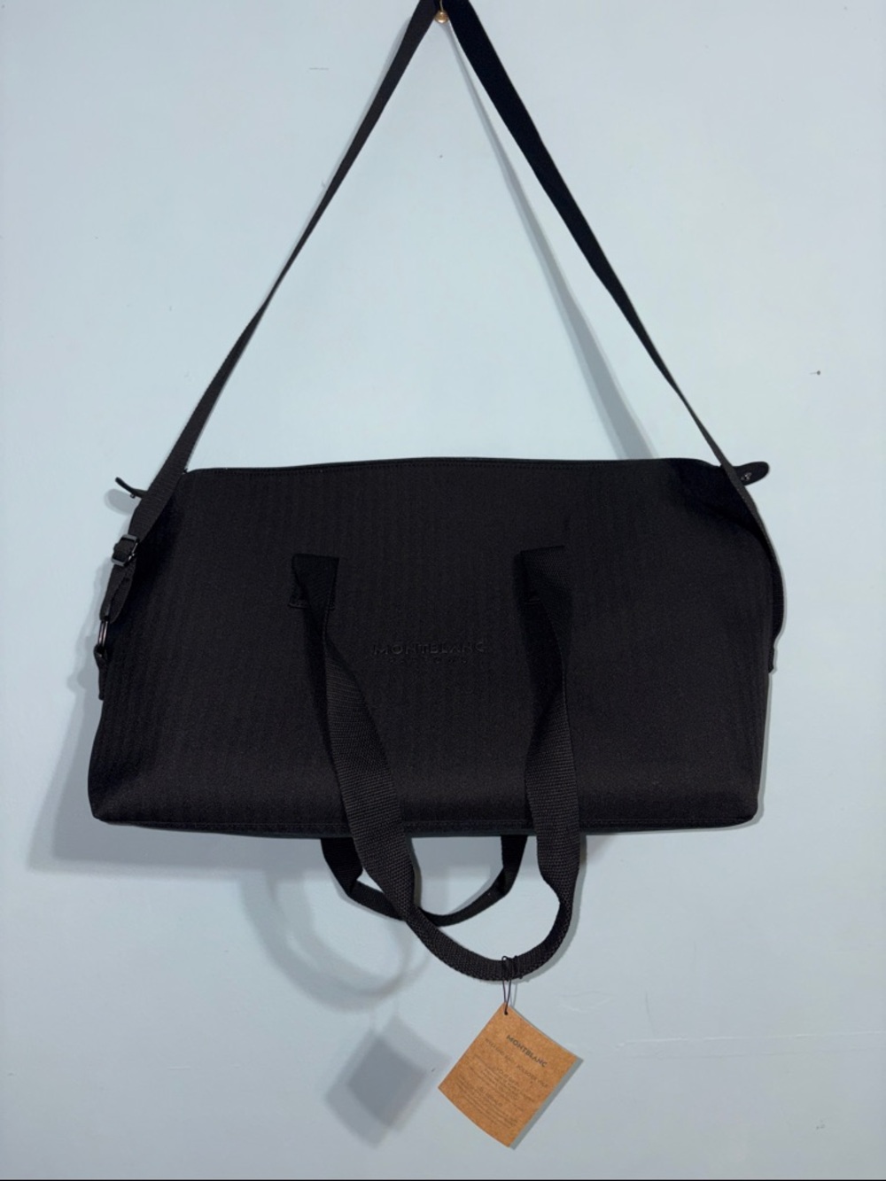 NEW Montblanc Monochromatic Black Stripe Weekend Bag 22” long, 13” tall